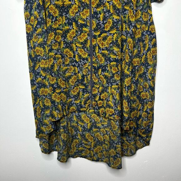 Johnny Was Biya Ditsy Daisy Silk Floral Oversized Mini Dress Sz S Asymmetrical - Picture 3 of 10